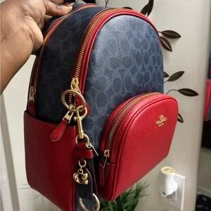 Coach | Bags | Coach Denim And Red Signature Backpack  display picture 3